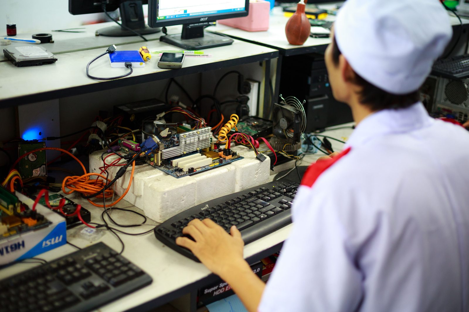 Computer repair workshop desk